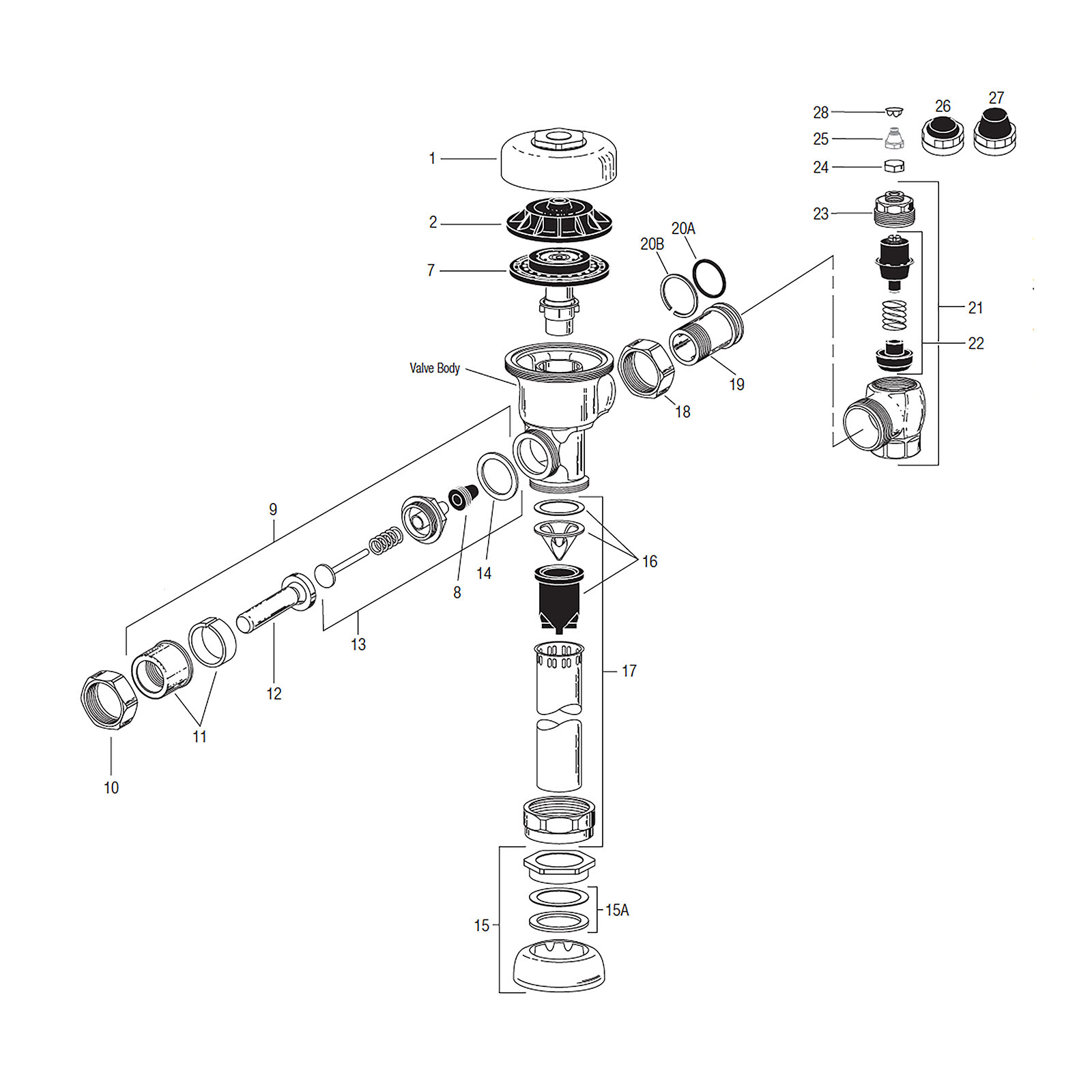 Line Drawing for Regal® Flushometer