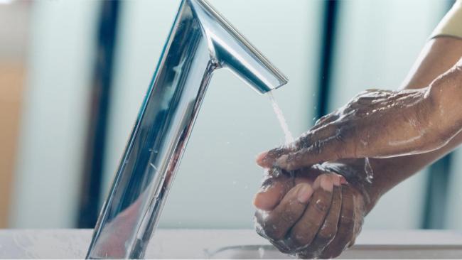 Person washing hands